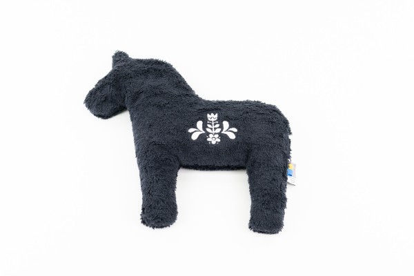 Värmedjur för barn, Dalahäst av ekologiskt teddytyg, med körsbärkärnorfyllning