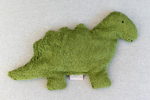 Värmedjur för barn, dinon Till av ekologiskt teddytyg, med druvkärnorfyllning